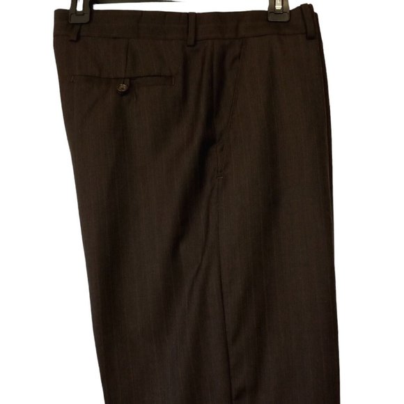 Banana Republic Trousers Dress Pants 35 x 31 Black/Faint stripe Wool Blend VGC - Picture 1 of 12